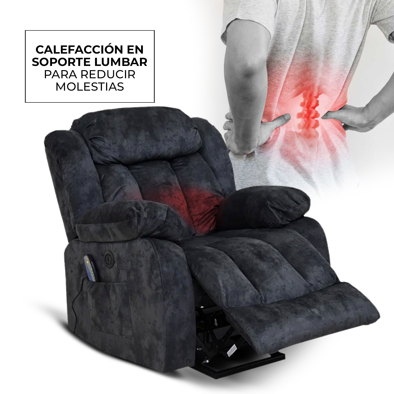 Foto 6 pulgar | Reclinable Eléctrico Con Masaje, Calor Y Elevador Fannyl De Tela Color Gris