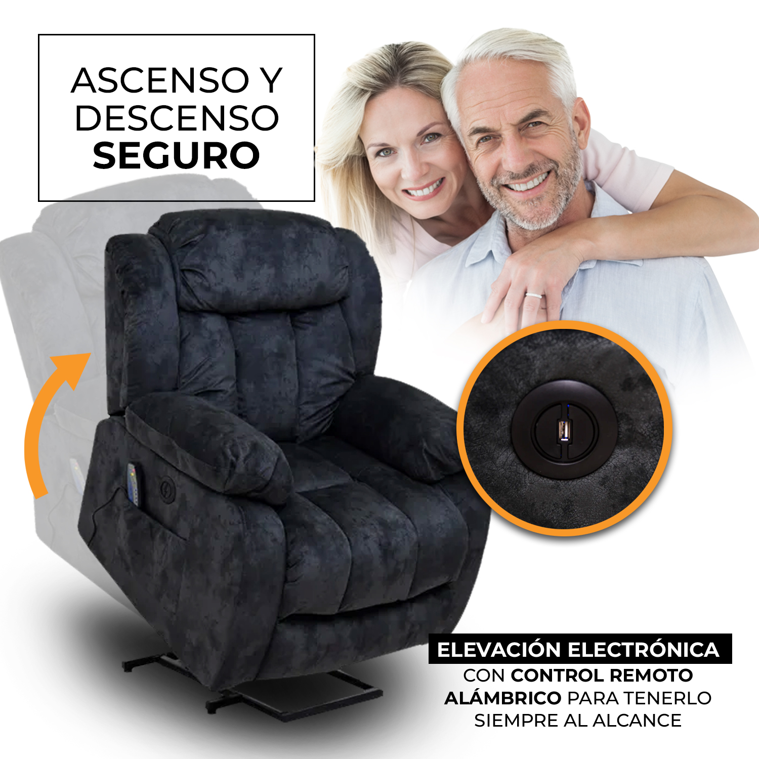 Foto 7 | Reclinable Eléctrico Con Masaje, Calor Y Elevador Fannyl De Tela Color Gris
