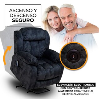 Foto 7 | Reclinable Eléctrico Con Masaje, Calor Y Elevador Fannyl De Tela Color Gris