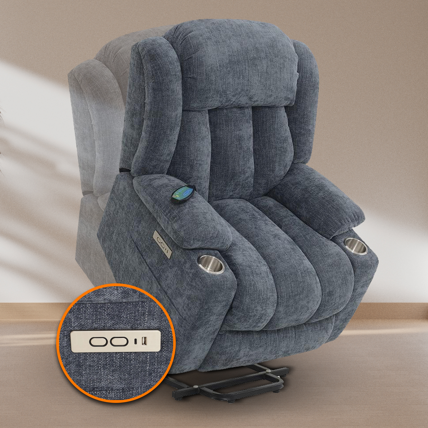 Foto 3 pulgar | Sillón Reclinable Eléctrico Avanti Ringo con Masaje Y Elevación Azul