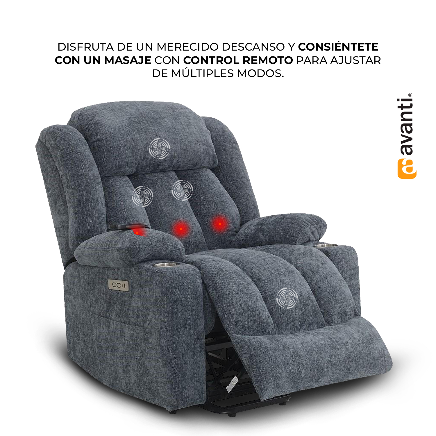 Foto 7 pulgar | Sillón Reclinable Eléctrico Avanti Ringo con Masaje Y Elevación Azul