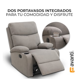 Foto 3 | Sillón Reclinable Nando de Tela Gris con Porta Vasos Integrados