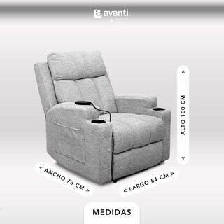 Foto 2 | Sillón Reclinable Manual Kirima De Tela Color Gris Con Calefacción Y Masajeador