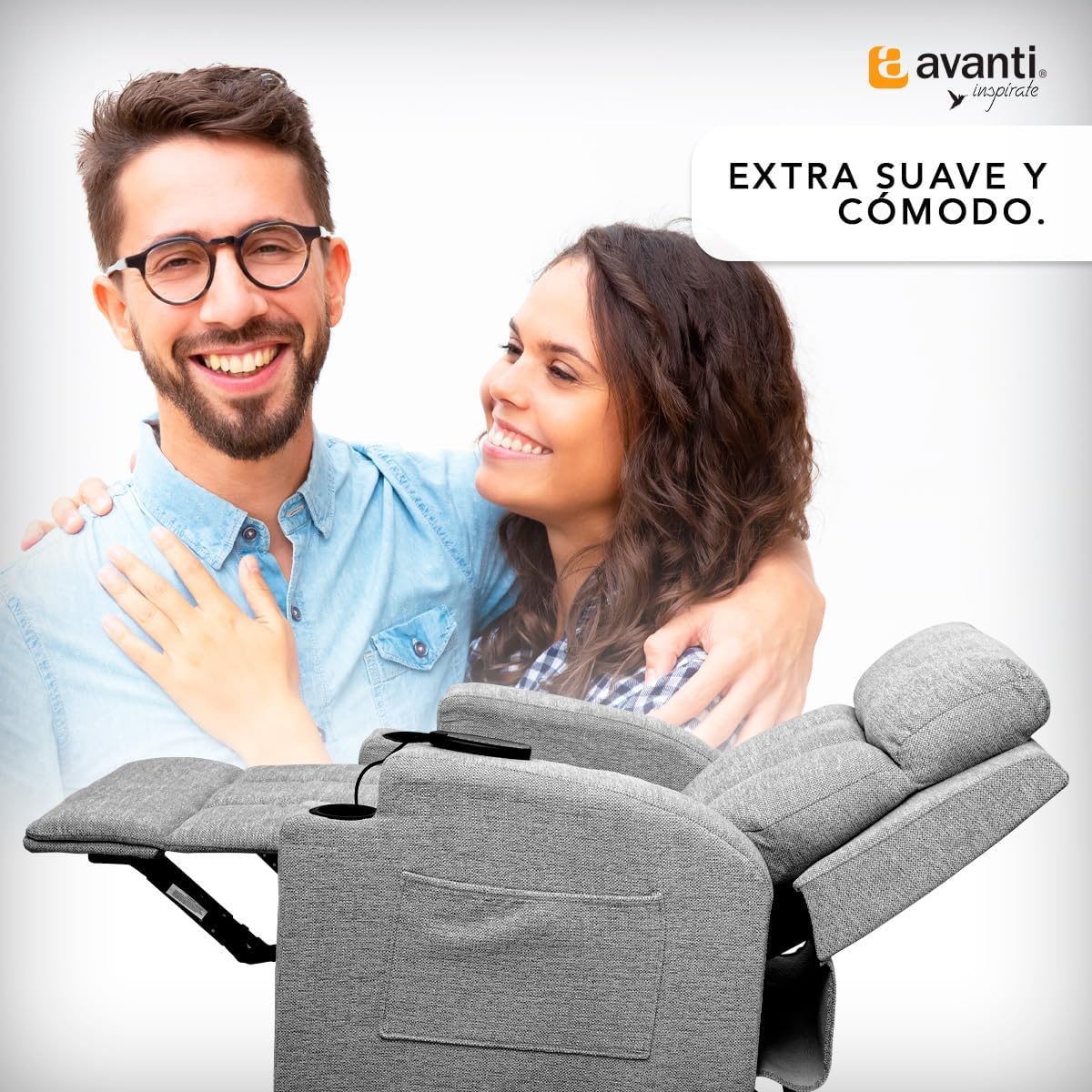 Foto 8 pulgar | Sillón Reclinable Manual Kirima De Tela Color Gris Con Calefacción Y Masajeador
