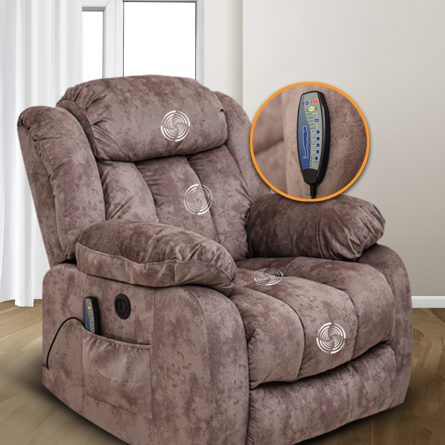 Foto 5 pulgar | Reclinable Eléctrico Con Masaje, Calor Y Elevador Fannyl De Tela Color Café