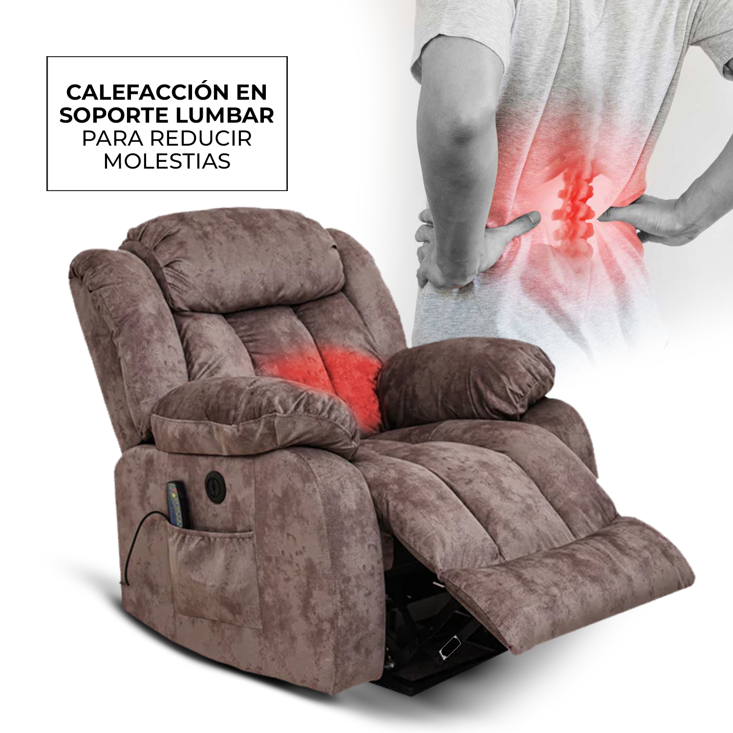 Foto 6 pulgar | Reclinable Eléctrico Con Masaje, Calor Y Elevador Fannyl De Tela Color Café