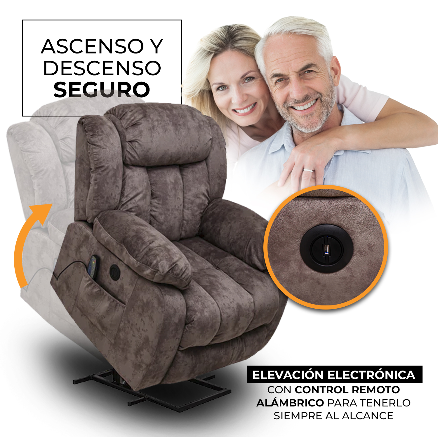 Foto 8 pulgar | Reclinable Eléctrico Con Masaje, Calor Y Elevador Fannyl De Tela Color Café