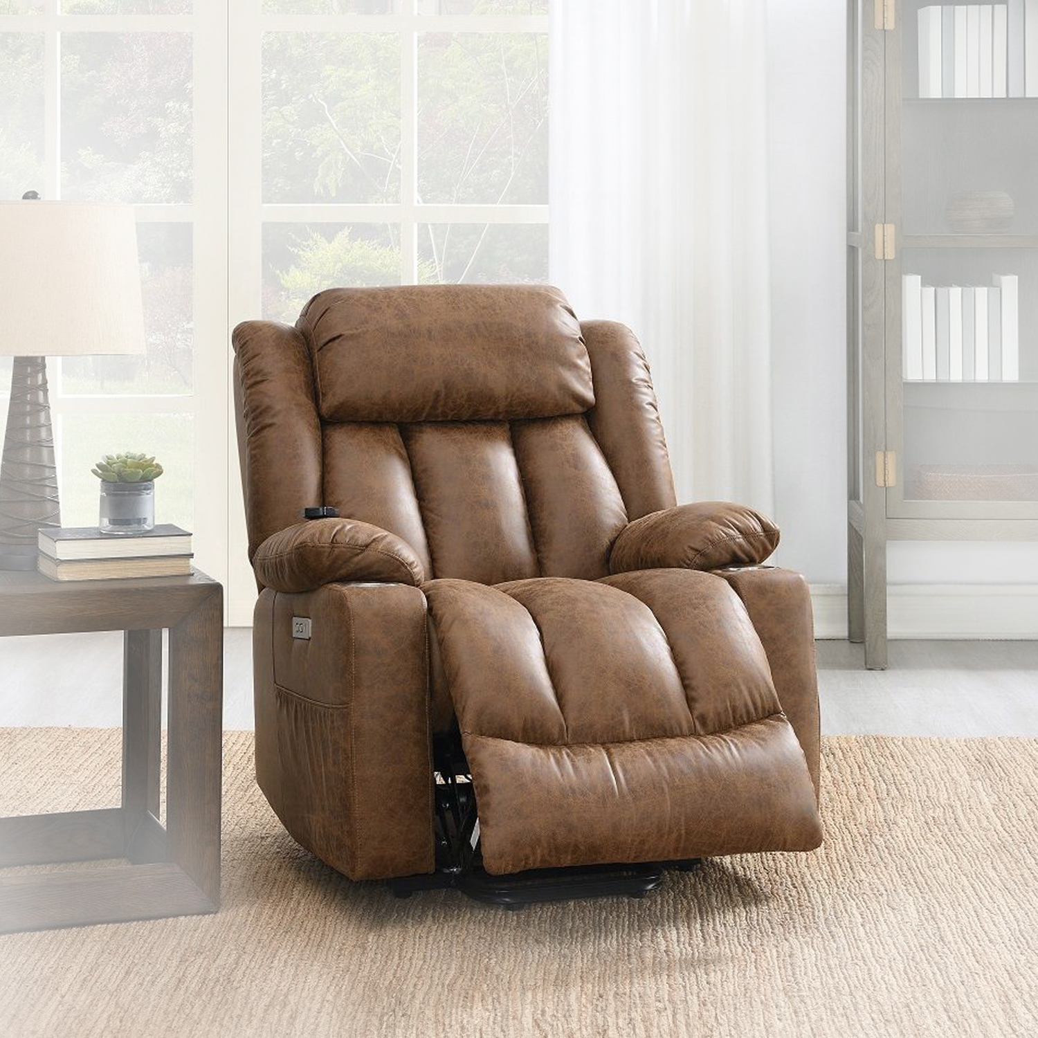 Foto 4 pulgar | Sillón Reclinable Eléctrico Ringo Con Masaje Y Elevación De Tela Color Café