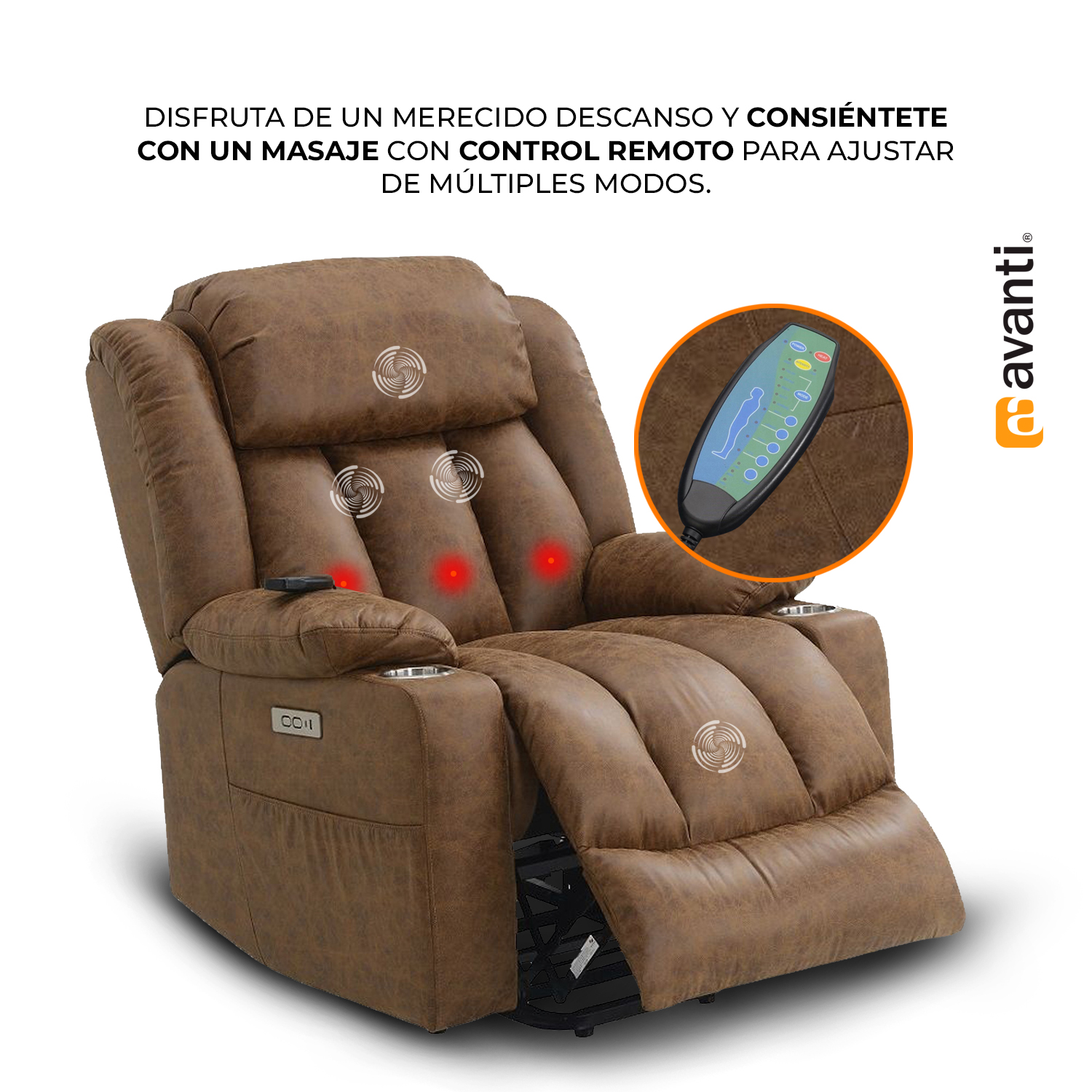Foto 6 pulgar | Sillón Reclinable Eléctrico Ringo Con Masaje Y Elevación De Tela Color Café