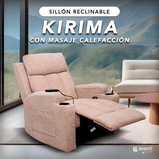Foto 1 | Sillón Reclinable Manual Kirima De Tela Color Beige Con Calefacción Y Masajeador