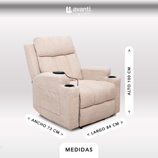 Foto 2 | Sillón Reclinable Manual Kirima De Tela Color Beige Con Calefacción Y Masajeador
