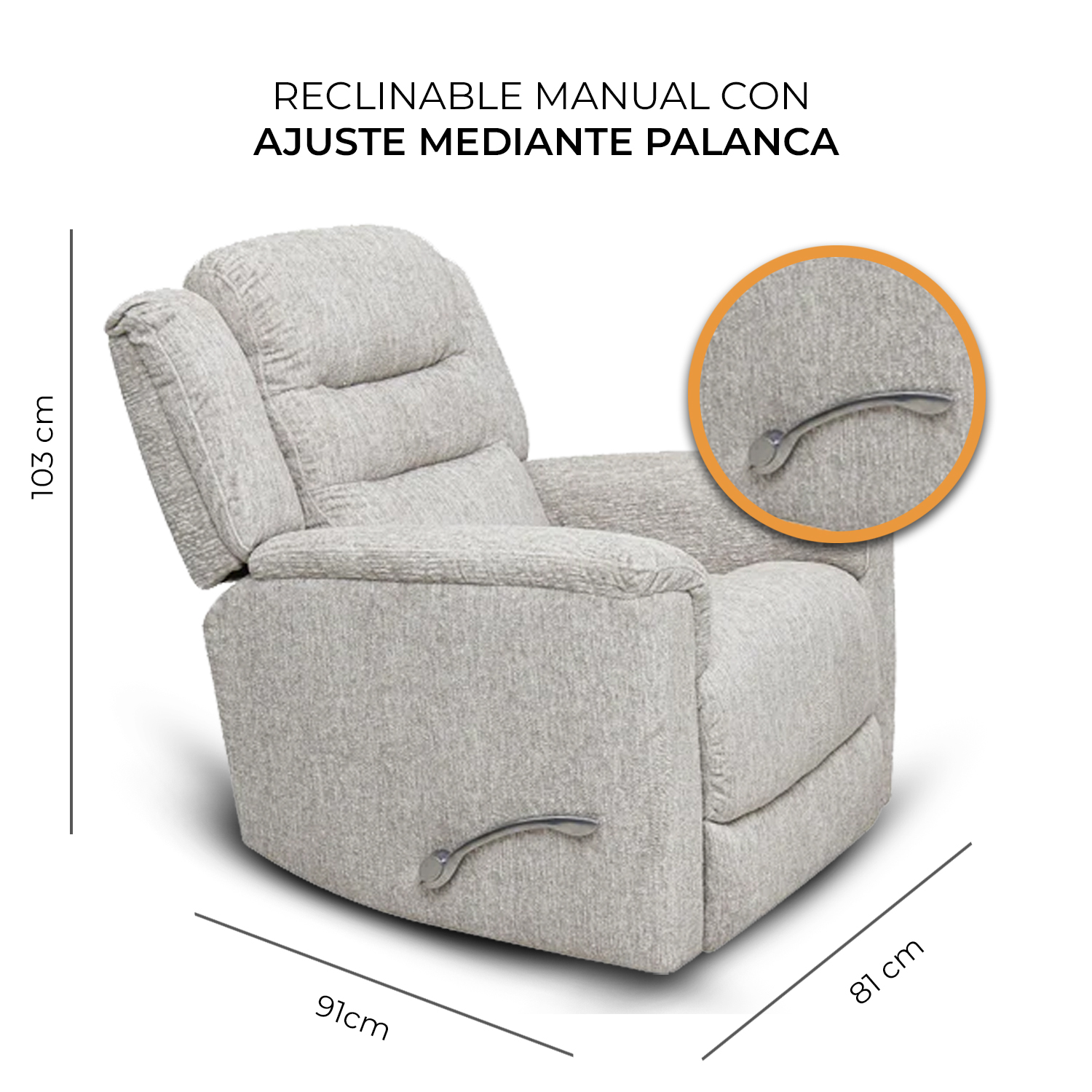 Foto 5 pulgar | Sillón Reclinable Giratorio Gris