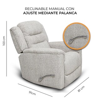Foto 4 | Sillón Reclinable Giratorio Gris
