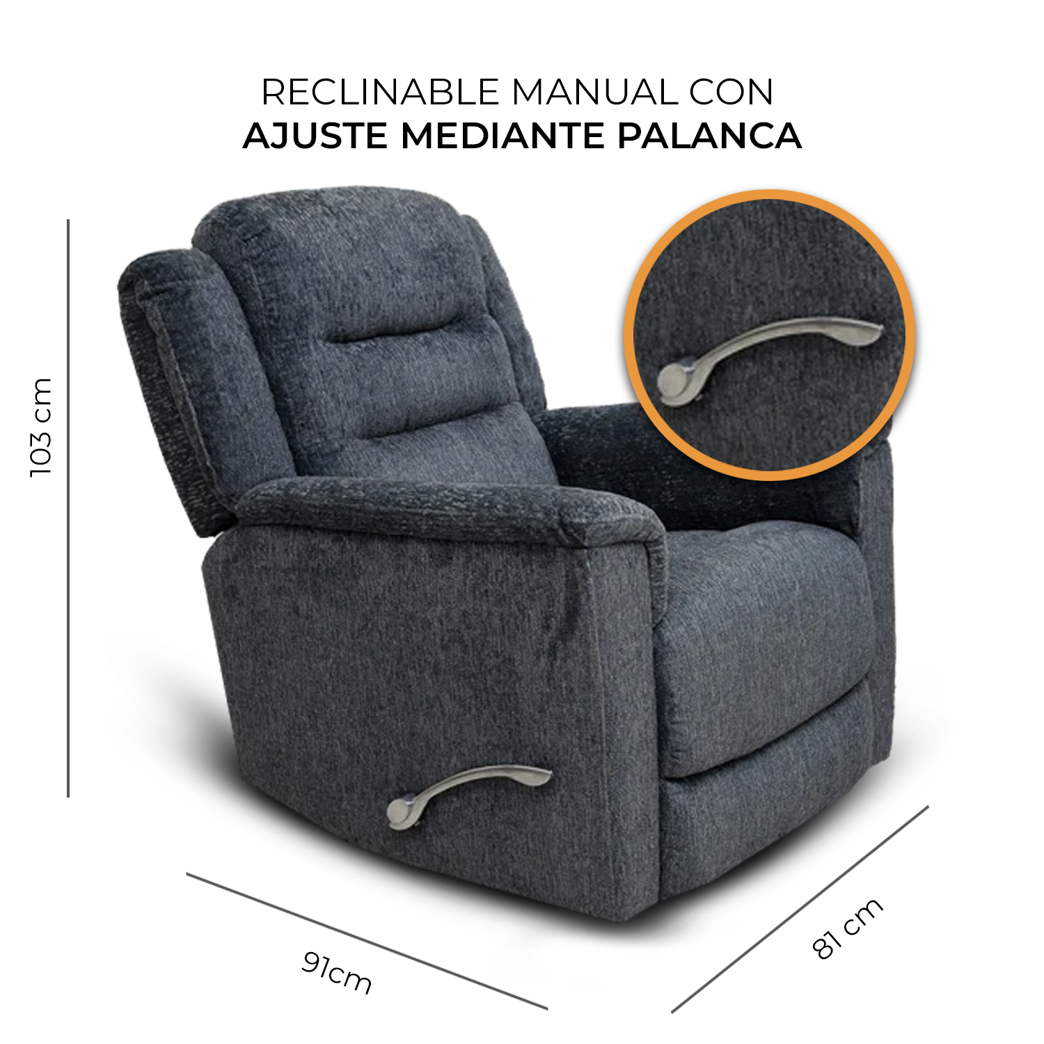 Foto 5 pulgar | Sillón Reclinable Giratorio Gris Obscuro