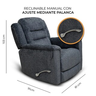 Foto 4 | Sillón Reclinable Giratorio Gris Obscuro