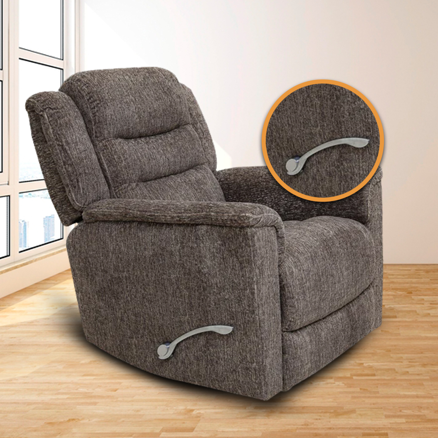 Sillón Reclinable Giratorio Café