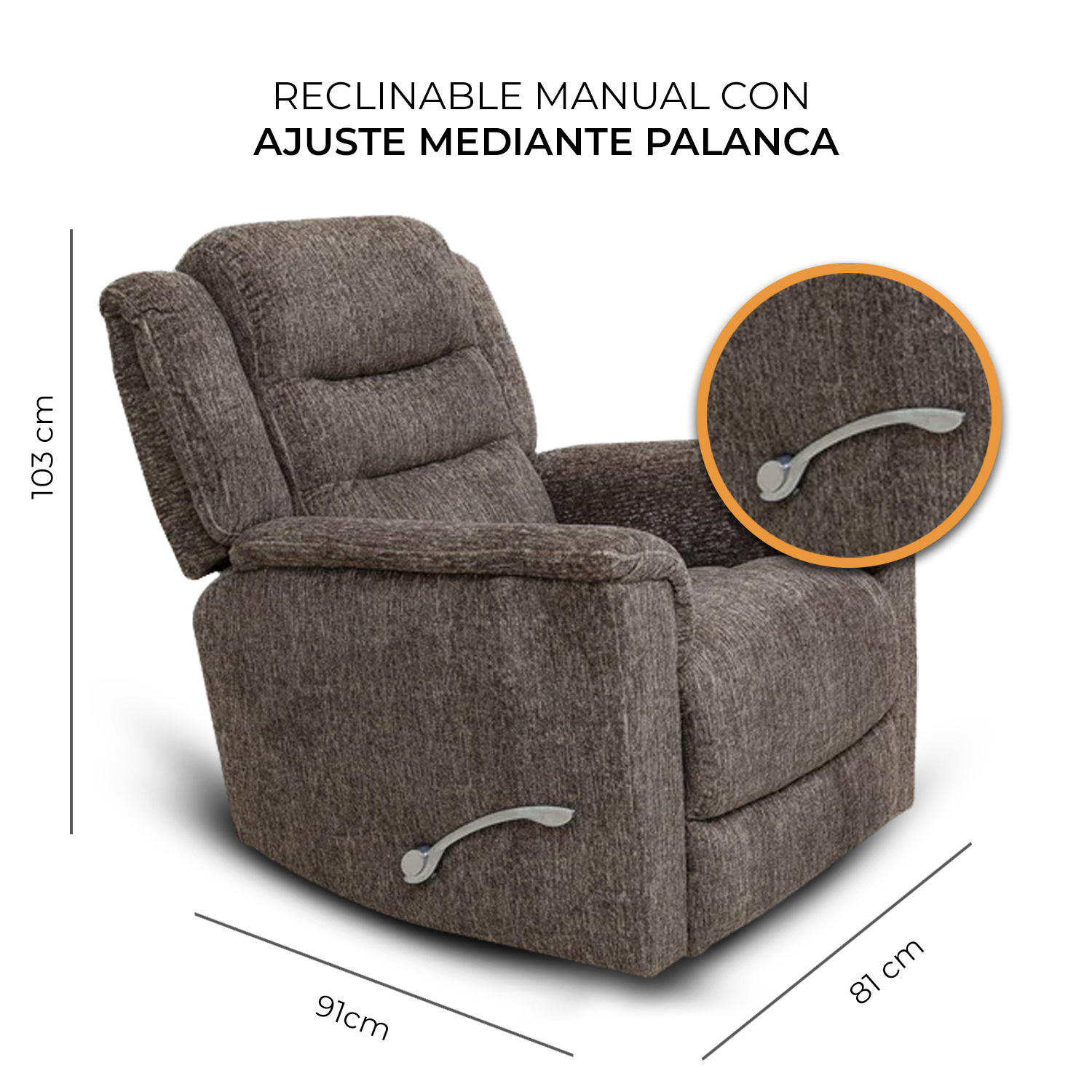 Foto 4 pulgar | Sillón Reclinable Giratorio Café