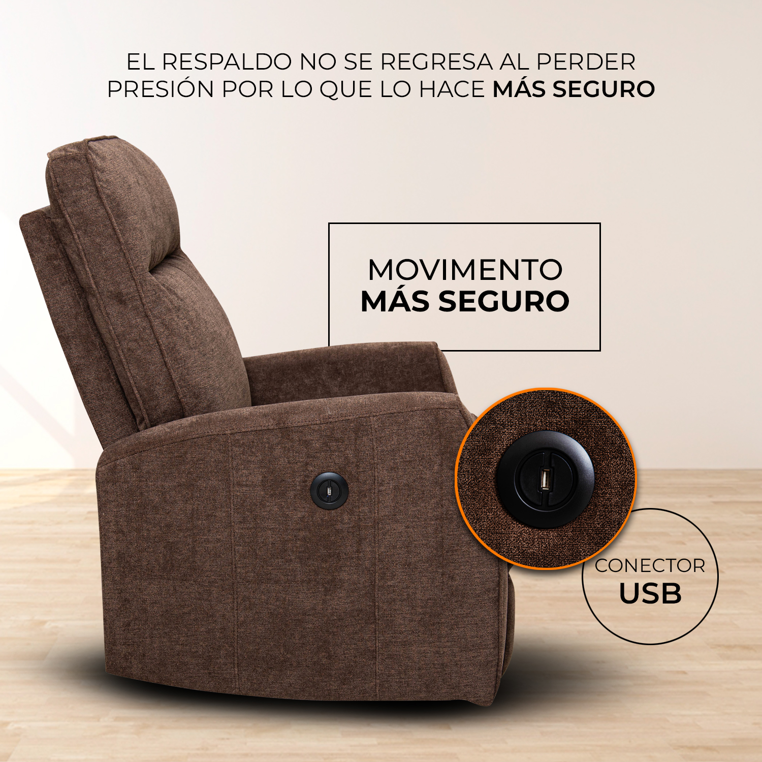 Foto 3 pulgar | Sillón Reclinable Eléctrico Avanti Calisto Café con Puerto USB