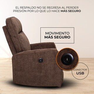 Foto 2 | Sillón Reclinable Eléctrico Avanti Calisto Café con Puerto USB