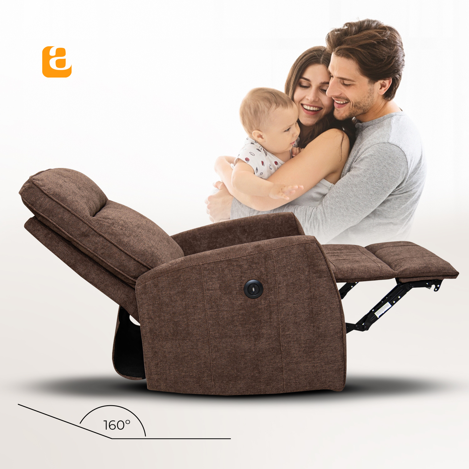 Foto 6 pulgar | Sillón Reclinable Eléctrico Avanti Calisto Café con Puerto USB