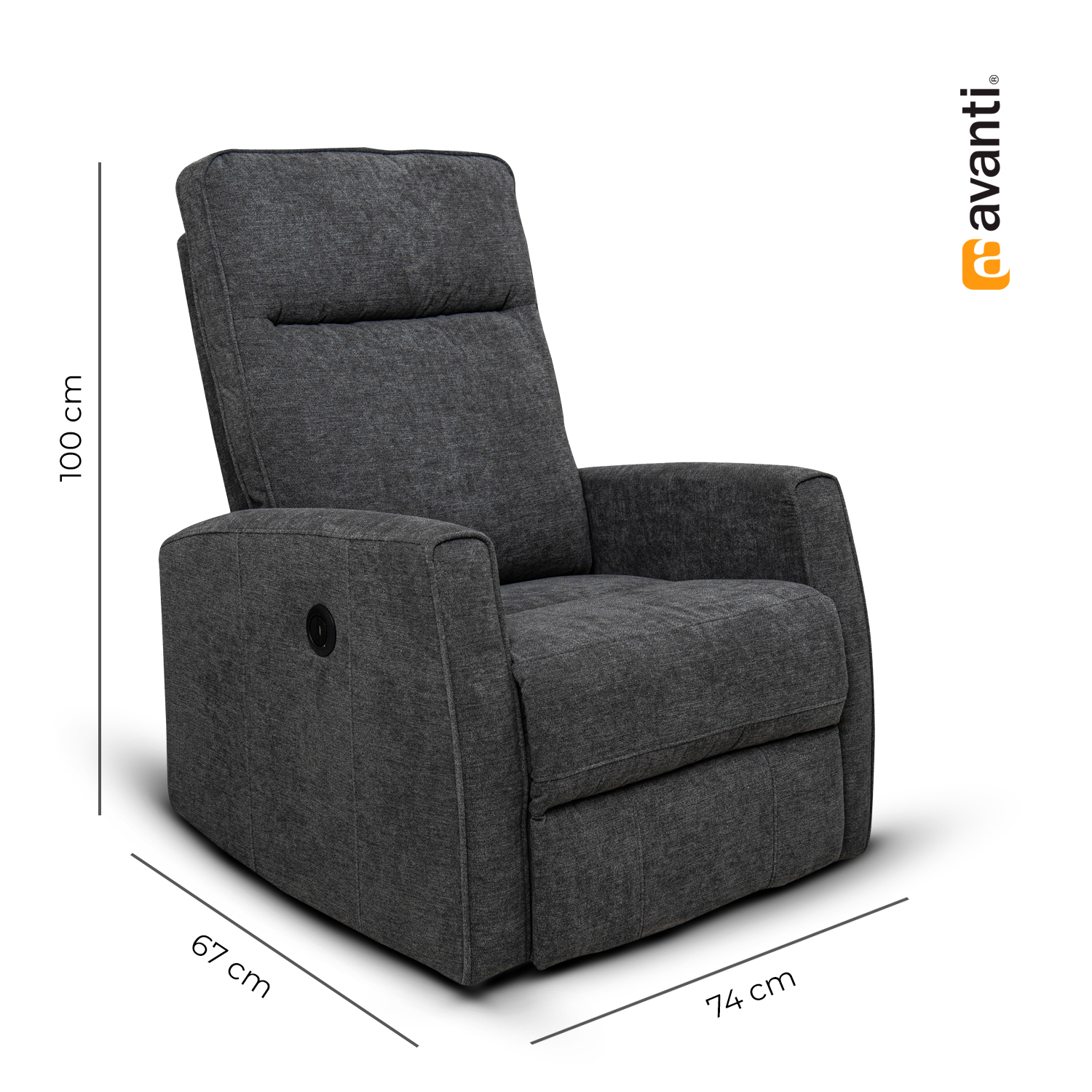 Foto 4 pulgar | Sillón Reclinable Eléctrico Avanti Calisto Gris con Puerto USB