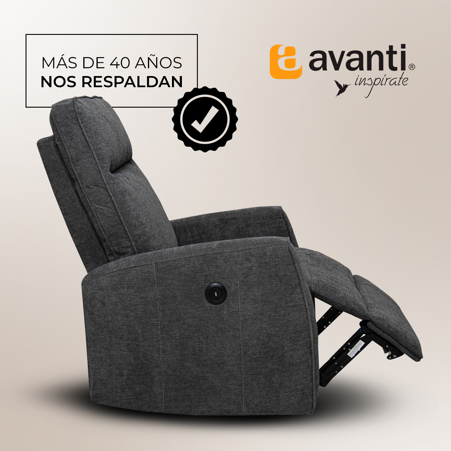 Foto 5 pulgar | Sillón Reclinable Eléctrico Avanti Calisto Gris con Puerto USB
