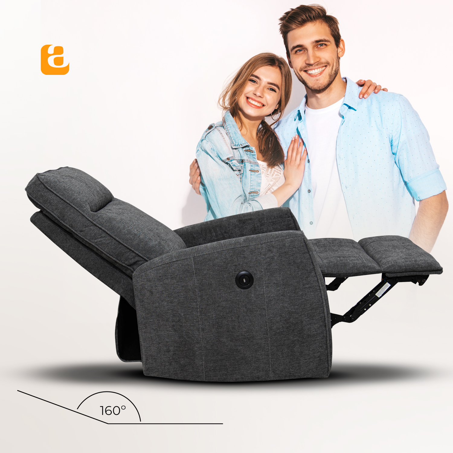 Foto 6 pulgar | Sillón Reclinable Eléctrico Avanti Calisto Gris con Puerto USB