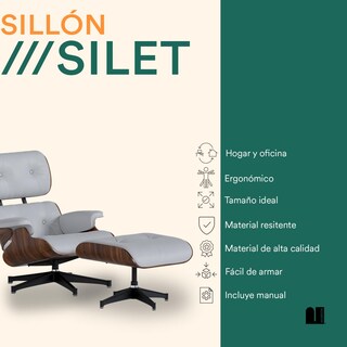 Foto 2 | Sillón Eames Lounge con Otomana Blanco Silet Mubson