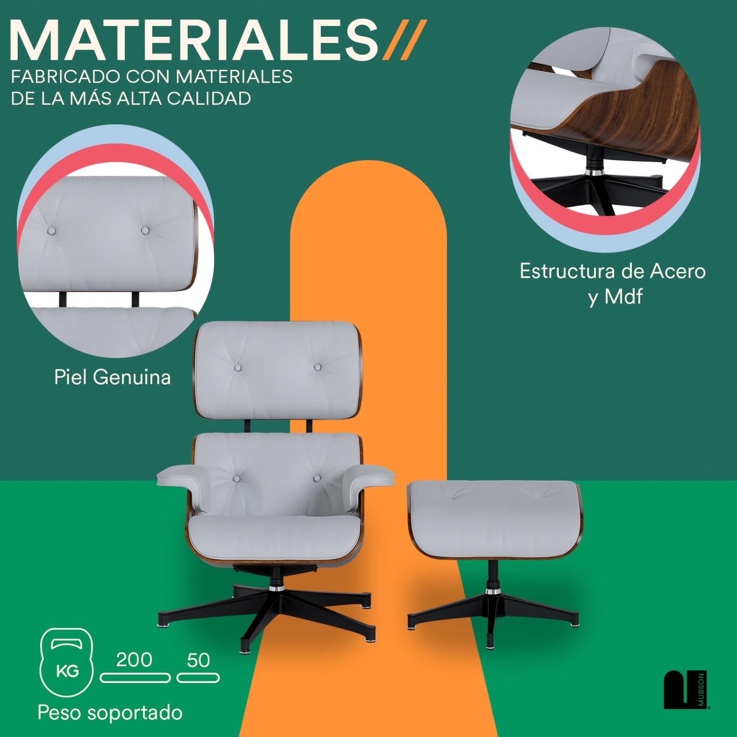 Foto 4 pulgar | Sillón Eames Lounge con Otomana Blanco Silet Mubson