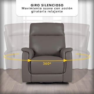 Foto 3 | Sillón Reclinable Jake Manual Giratorio Y Mecedora De Piel Color Gris