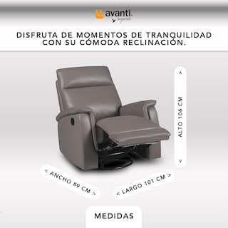 Foto 5 | Sillón Reclinable Jake Manual Giratorio Y Mecedora De Piel Color Gris