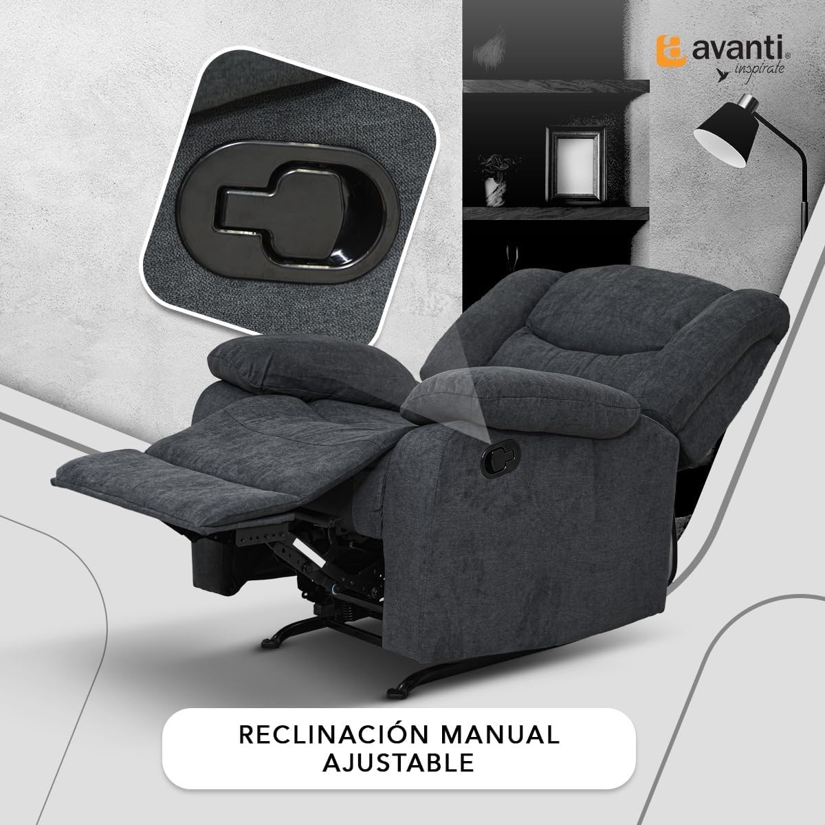 Foto 4 pulgar | Sillón Reclinable con Mecedora Cosmobel Victoria de Tela Gris Oscuro