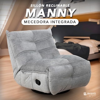 Foto 2 | Sillón Reclinable Cosmobel Manual Manny Gamer Giratorio Mecedora y con Porta Celulares de Tela Gris