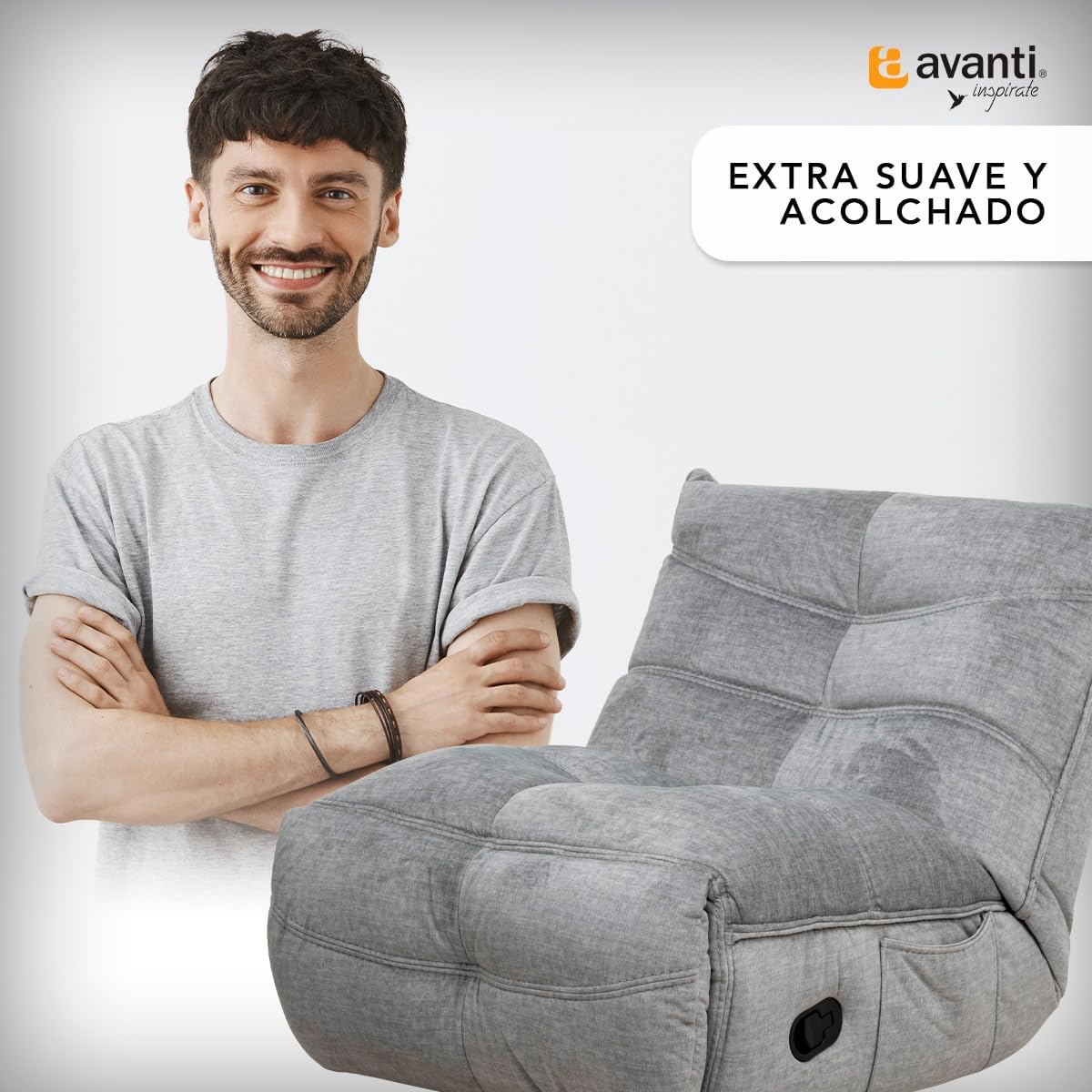 Foto 6 | Sillón Reclinable Cosmobel Manual Manny Gamer Giratorio Mecedora y con Porta Celulares de Tela Gris