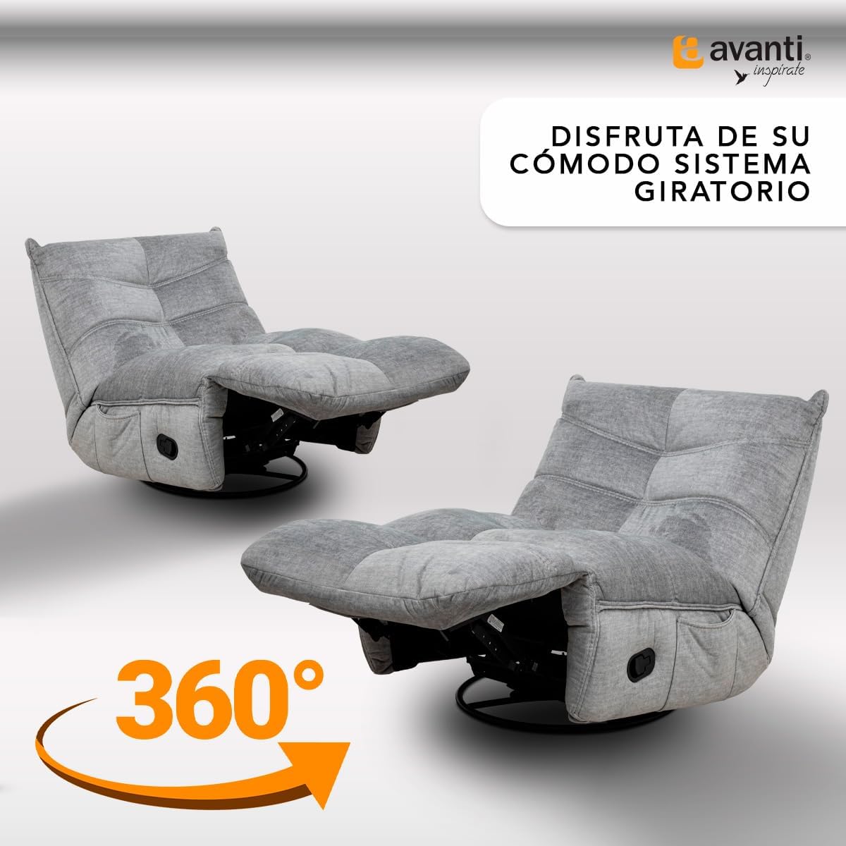 Foto 8 pulgar | Sillón Reclinable Cosmobel Manual Manny Gamer Giratorio Mecedora y con Porta Celulares de Tela Gris