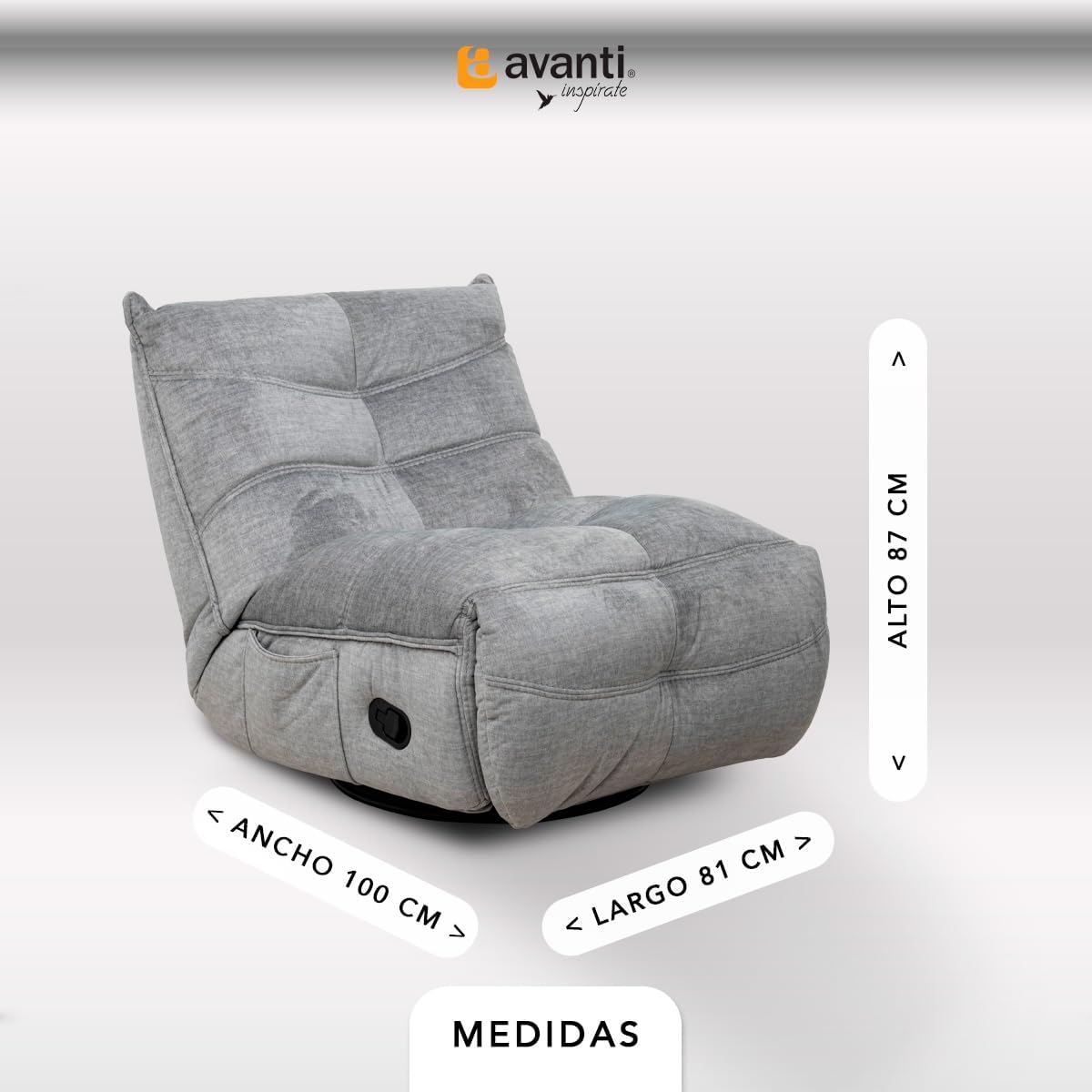 Foto 9 pulgar | Sillón Reclinable Cosmobel Manual Manny Gamer Giratorio Mecedora y con Porta Celulares de Tela Gris