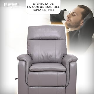 Foto 2 | Sillón Reclinable Cosmobel Harry de Piel con Sistema de Mecedora y Giratorio Gris