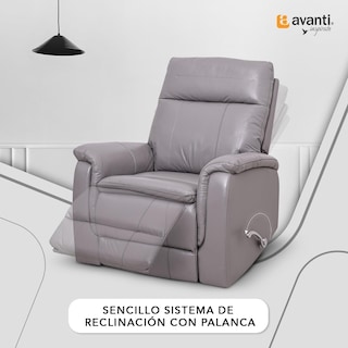 Foto 4 | Sillón Reclinable Cosmobel Harry de Piel con Sistema de Mecedora y Giratorio Gris