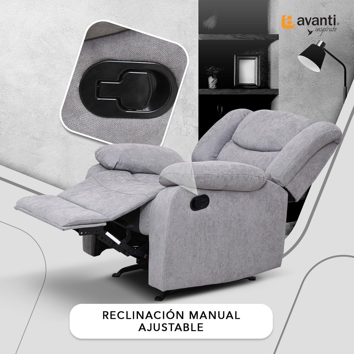 Foto 4 pulgar | Sillón Reclinable con Mecedora Cosmobel Victoria de Tela Gris