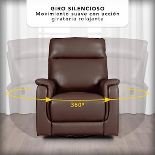 Foto 4 | Sillón Reclinable Jake Manual Giratorio Y Mecedora De Piel Color Café