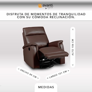 Foto 5 | Sillón Reclinable Jake Manual Giratorio Y Mecedora De Piel Color Café