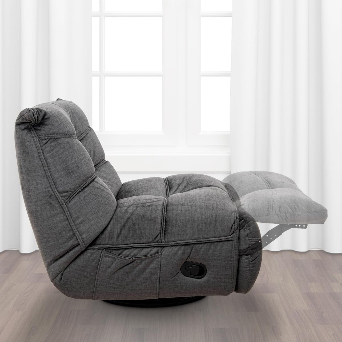 Sillón Reclinable Manual Cosmobel Manny Gamer Giratorio Mecedora y con Porta Celulares de Tela Azul