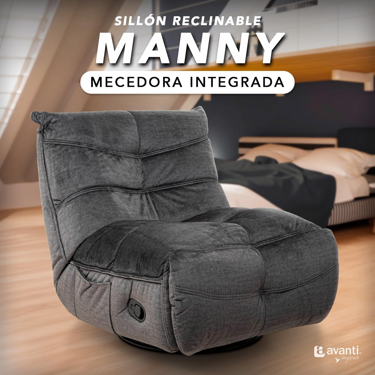 Foto 3 pulgar | Sillón Reclinable Manual Cosmobel Manny Gamer Giratorio Mecedora y con Porta Celulares de Tela Azul