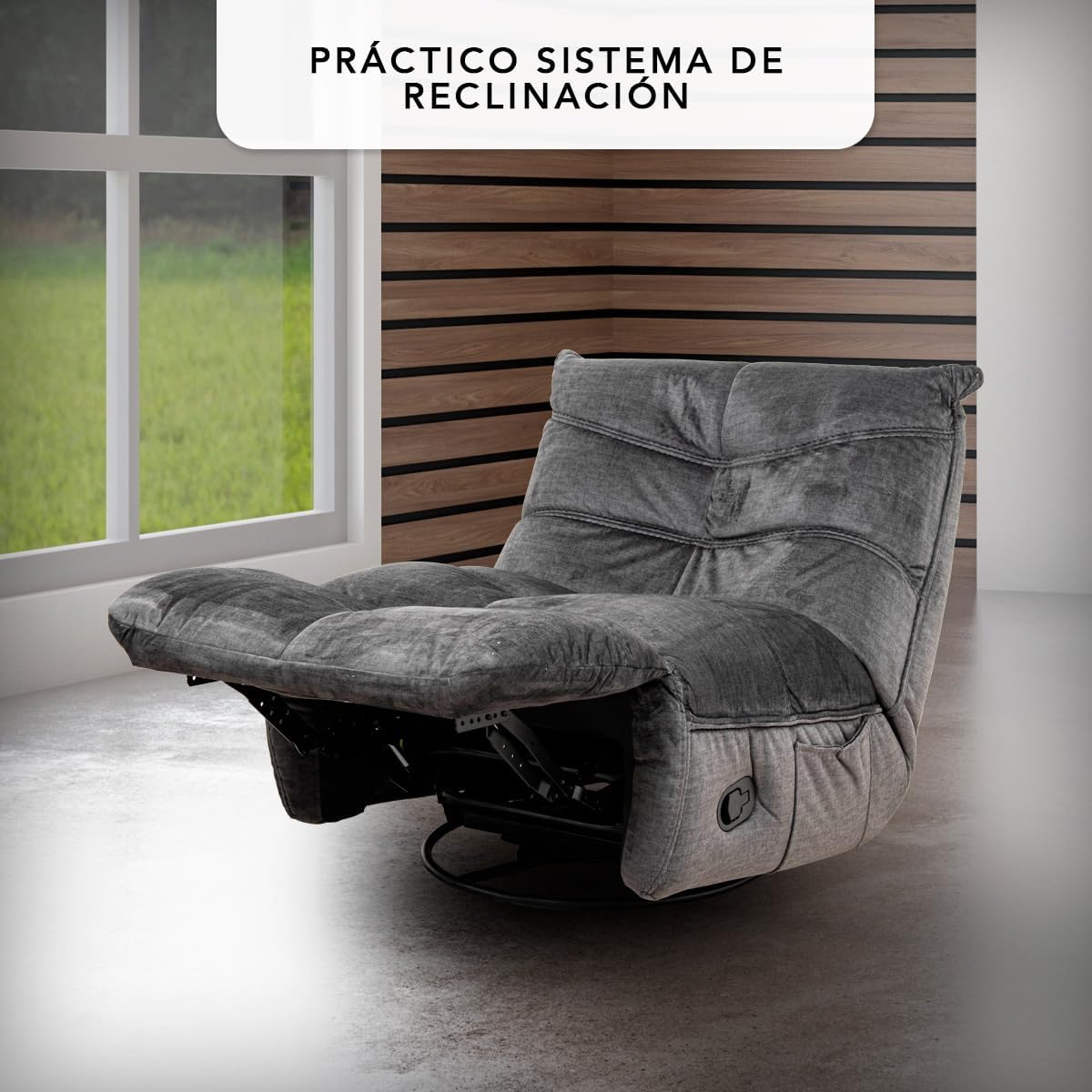 Foto 4 | Sillón Reclinable Manual Cosmobel Manny Gamer Giratorio Mecedora y con Porta Celulares de Tela Azul