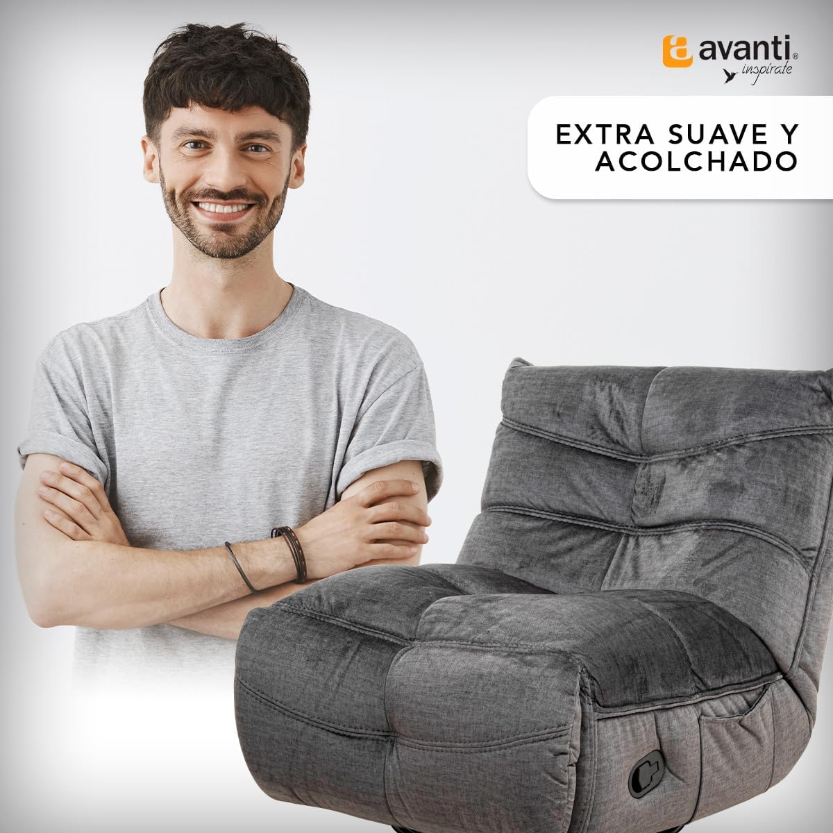 Foto 5 | Sillón Reclinable Manual Cosmobel Manny Gamer Giratorio Mecedora y con Porta Celulares de Tela Azul