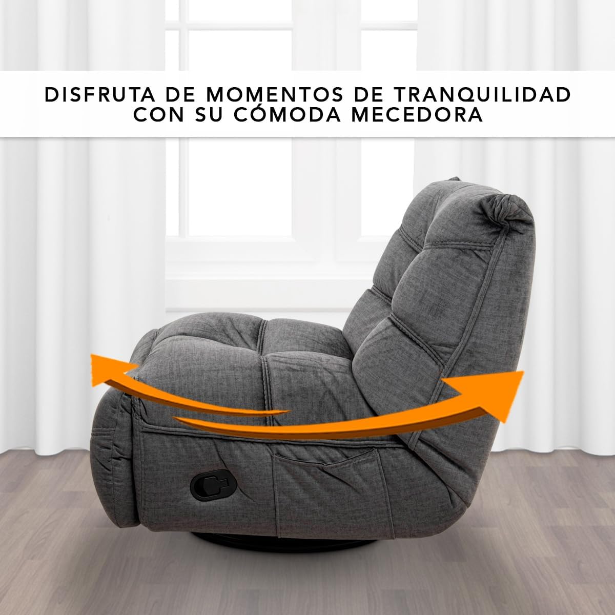 Foto 7 | Sillón Reclinable Manual Cosmobel Manny Gamer Giratorio Mecedora y con Porta Celulares de Tela Azul