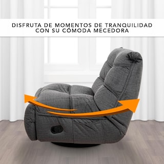Foto 7 | Sillón Reclinable Manual Cosmobel Manny Gamer Giratorio Mecedora y con Porta Celulares de Tela Azul