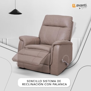 Foto 2 | Sillón Reclinable Cosmobel Harry de Piel con Sistema de Mecedora y Giratorio Taupe