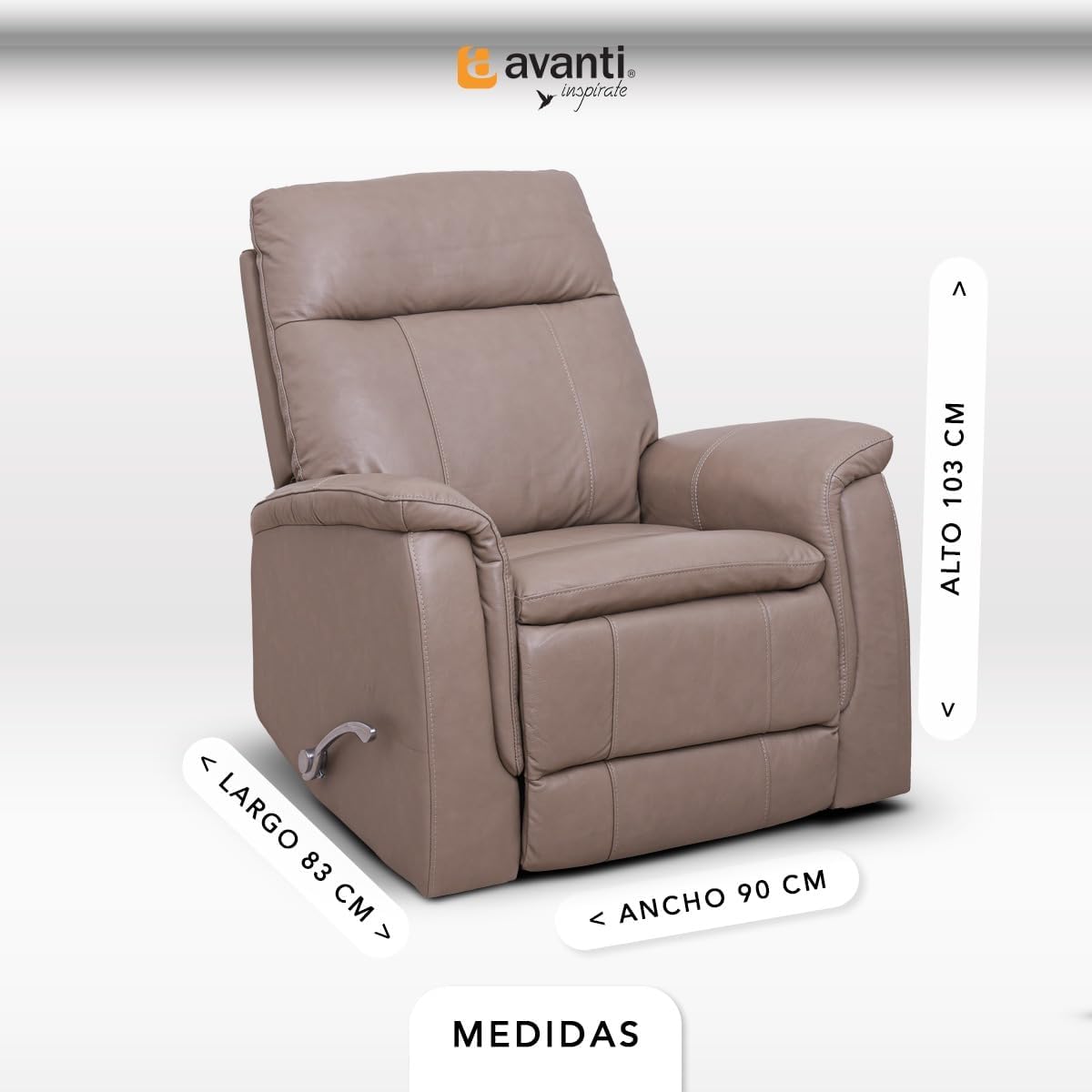 Foto 7 pulgar | Sillón Reclinable Cosmobel Harry de Piel con Sistema de Mecedora y Giratorio Taupe