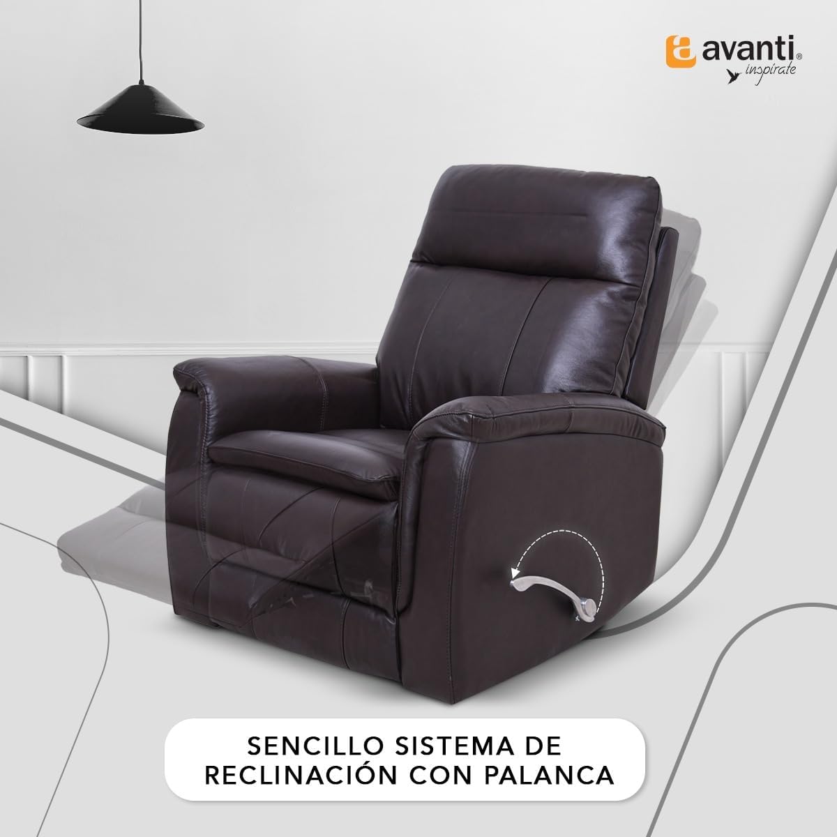 Foto 2 | Sillón Reclinable Cosmobel Harry de Piel con Sistema de Mecedora y Giratorio Café